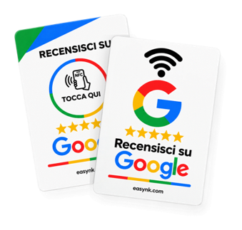 Card NFC Recensisci su Google - fronte e retro